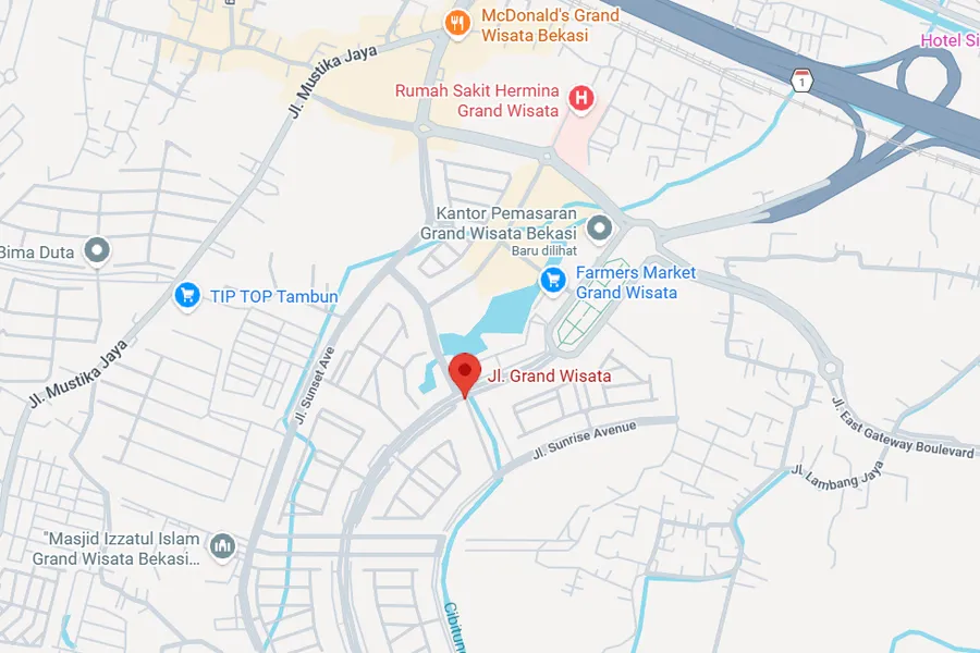 Peta lokasi Grand Wisata Bekasi – Tambun Selatan, Bekasi Timur